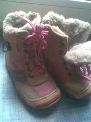 Продам детские сапожки б/у. Кожа,  овчина. 22р.