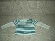 . Футболка с длинным рукавом бирюзовая полоска на 4-5 лет. Цена 25 грн